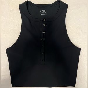 Abercrombie, YPB sculptLUX Plunge Henley Slim Tank, size S, ONYX